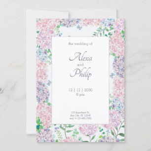 Purple Floral Watercolor Wedding Invitation