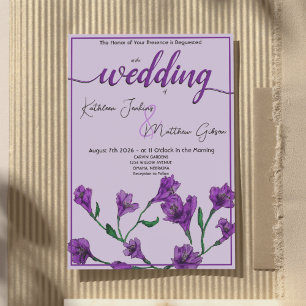 Purple Floral Watercolor Wedding Invitation