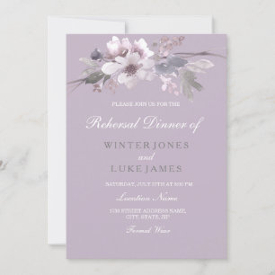 Purple Floral Watercolor Wedding Rehearsal Dinner Invitation