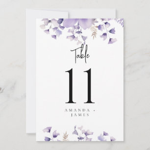 Purple Floral Watercolor Wedding Table Numbers