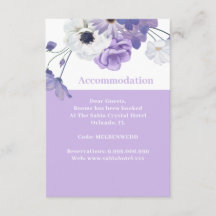 Purple Floral Wedding Accommodation Enclosure Card