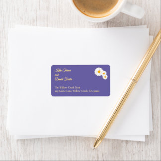 Purple Floral Wedding Address Label