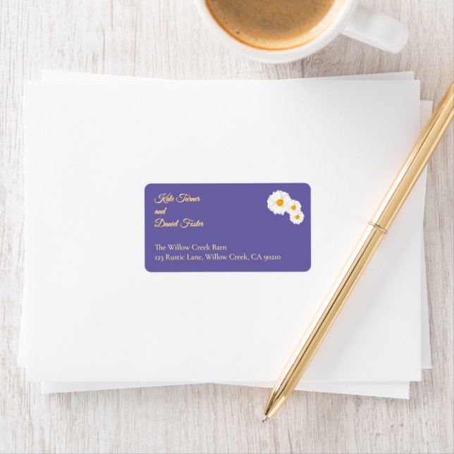 Purple Floral Wedding Address Label (Insitu)