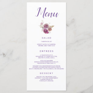 Purple Floral Wedding Catering Menu