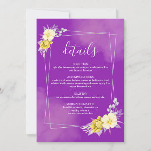 Purple Floral Wedding Details Card