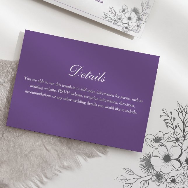 Purple Floral Wedding Details Enclosure Card (Creator Uploaded)