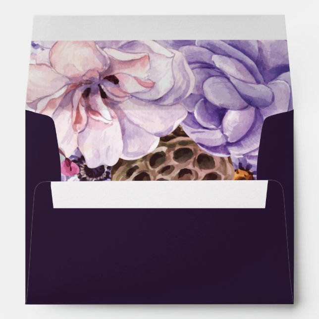 Purple Floral Wedding Envelope (Back (Bottom))
