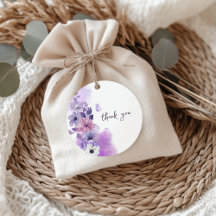 Purple Floral Wedding Favor Tag