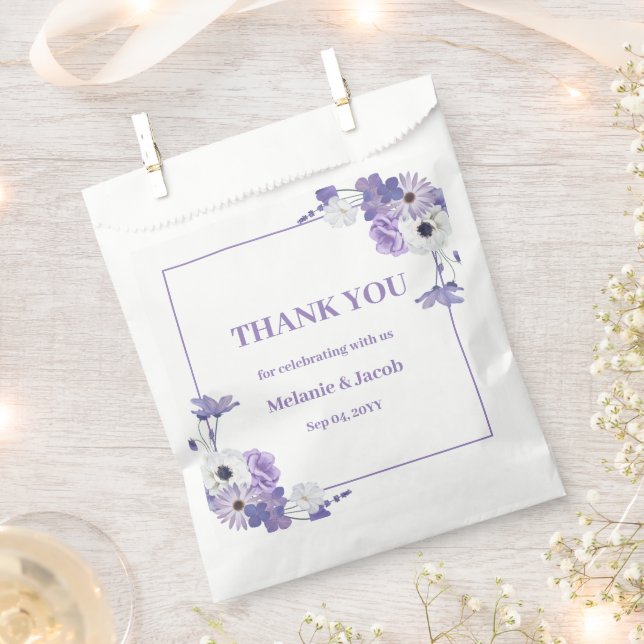 Purple Floral Wedding Favour Bag (Clipped)