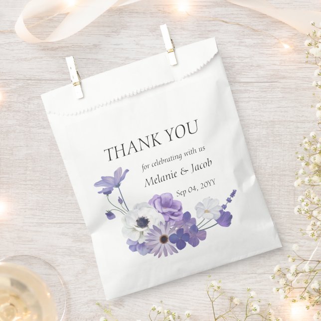 Purple Floral Wedding Favour Bag (Clipped)