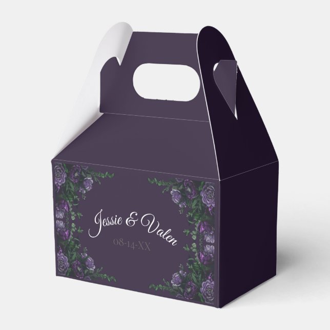 Purple Floral Wedding Favour Box (Front Side)