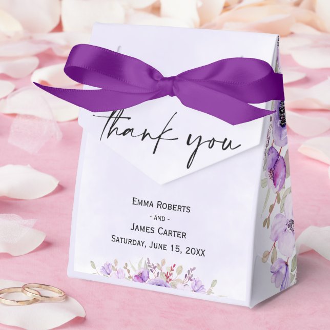 Purple Floral Wedding Favour Boxes (Wedding)