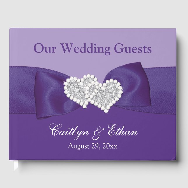 Purple Floral Wedding Guest Book (Front)