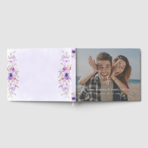 Purple Floral Wedding Guest Book