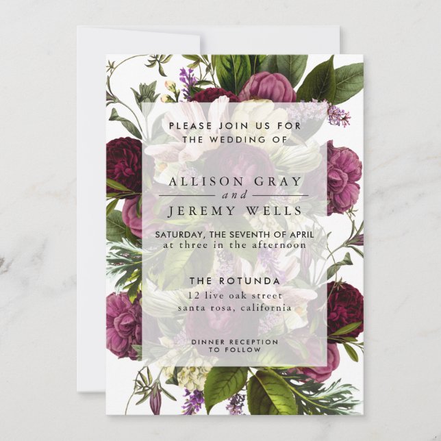 Purple Floral Wedding Invitation (Front)