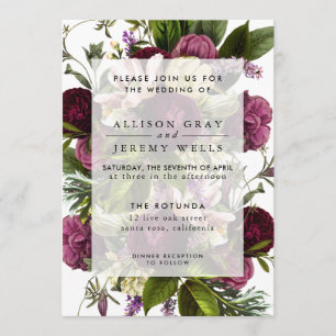 Purple Floral Wedding Invitation