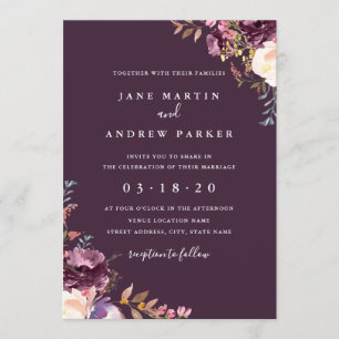 Purple Floral Wedding Invitation