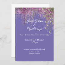 Purple Floral Wedding Invitation