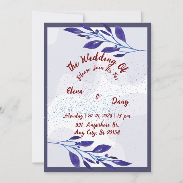Purple Floral Wedding Invitation: A Dreamy  Holiday Card (Front)