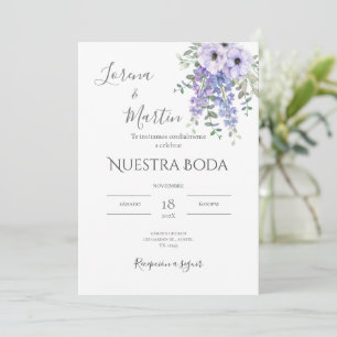 Purple Floral Wedding Invitation in
