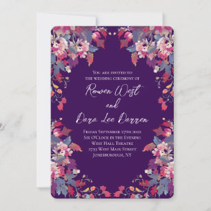 Purple Floral Wedding Invitations Bold Fall