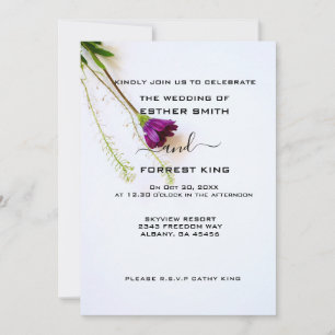 Purple Floral Wedding Invites - Carnation Design