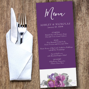 Purple Floral Wedding Menu
