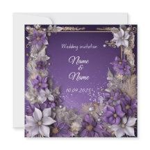 Purple floral Wedding nikkah invitation
