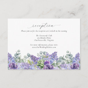 Purple Floral Wedding Online Reception Enclosure Card