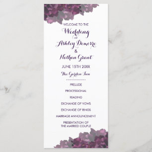 Purple Floral Wedding Program