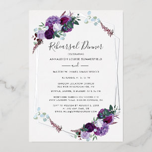Purple Floral Wedding Rehearsal Dinner Silver