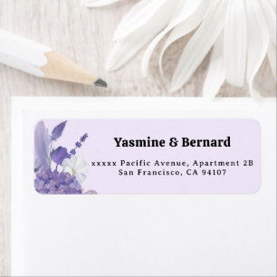 Purple Floral Wedding Return Address Label