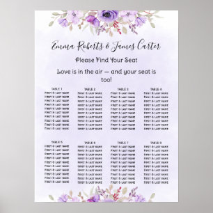 Purple Floral Wedding Seating Chart