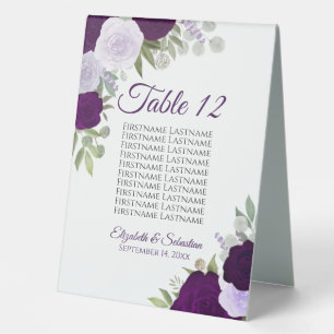 Purple Floral Wedding Seating Chart Table Number