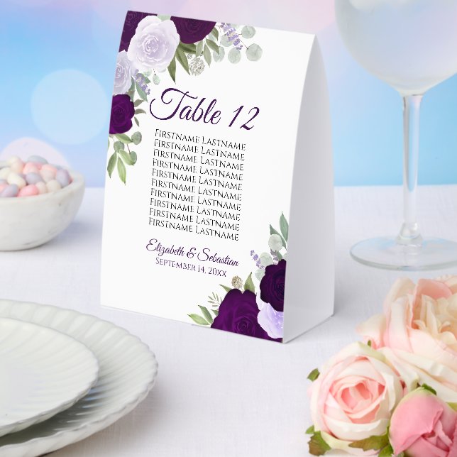 Purple Floral Wedding Seating Chart Table Number (Insitu(Wedding))