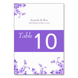 Purple floral Wedding Table Number