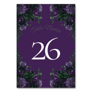 Purple Floral Wedding Table Number