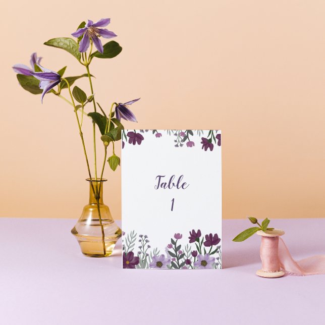 Purple Floral Wedding Table Numbers (Creator Uploaded)