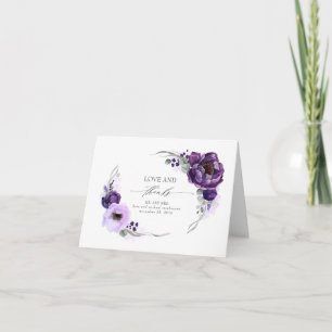 Purple Floral Wedding Thank You