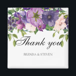 Purple Floral Wedding Thank You  Magnet<br><div class="desc">Purple floral wedding thank you magnet.</div>