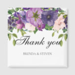 Purple Floral Wedding Thank You  Magnet<br><div class="desc">Purple floral wedding thank you magnet.</div>