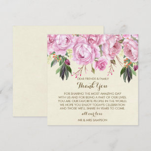 purple floral wedding thank you reception card