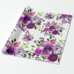 Purple Floral Wedding Wrapping Paper<br><div class="desc">Purple Floral Wedding Wrapping Paper</div>