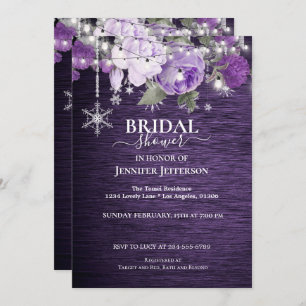 Purple Floral winter Bridal Shower Invitation