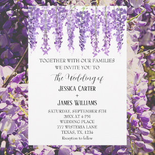 Purple Floral Wisteria Watercolor Lavender Wedding Invitation