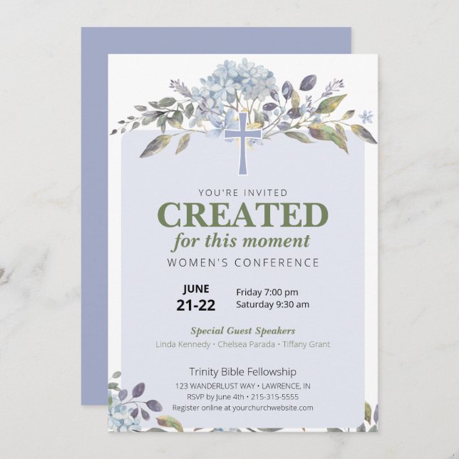 Purple Floral Women's Church Conference Invitation (Front/Back)