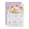 Purple Floral Woodland Animals Baby Shower Invite