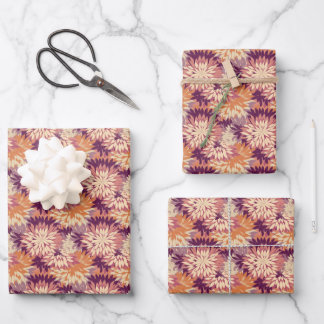 Purple floral  wrapping paper sheet