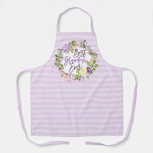 Purple Floral Wreath Best Grandma Ever Apron