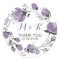 Purple Floral Wreath Monogram Thank You Sticker